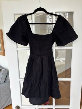 Princess Polly Black Puff-Sleeve Square Neck Mini Dress